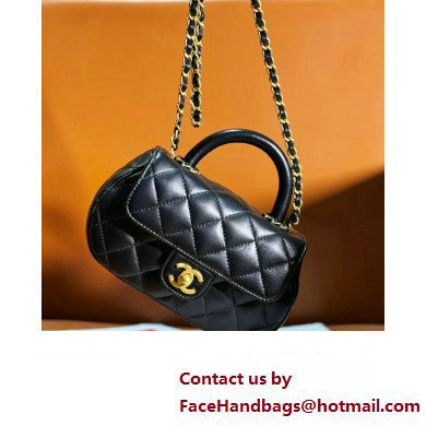 Chanel Lambskin  &  Gold-Tone Metal Small Bag with Top Handle AS4573 Black 2024